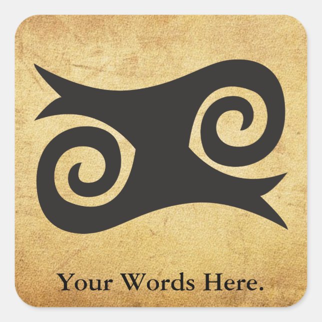 Pegatina Cuadrada Símbolo de KWATAKYE ATIKO de valentía y audacia (Anverso)