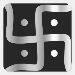 Pegatina Cuadrada Símbolo de la cruz gamada de la religión del