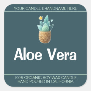 Pegatina Cuadrada Símbolo de la planta de Aloe Vera Cute Símbolos de