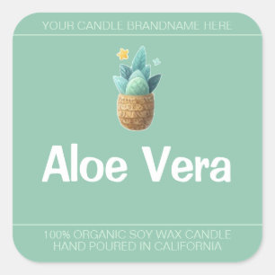Pegatina Cuadrada Símbolo de la planta de Aloe Vera Cute Símbolos de