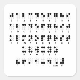 Pegatina Cuadrada Símbolo de letras ciego del alfabeto de Braille