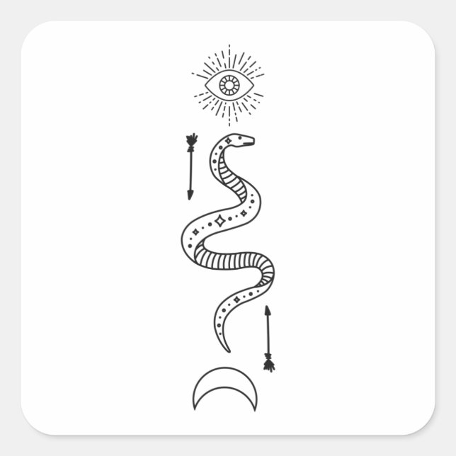 Pegatina Cuadrada Símbolo de ocultismo de serpiente Wicca gótica (Anverso)