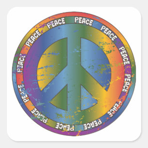 Pegatina Cuadrada Símbolo de paz grande