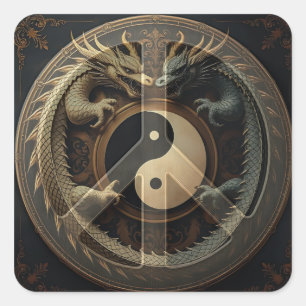 Pegatina Cuadrada Símbolo de paz Yin Yang 