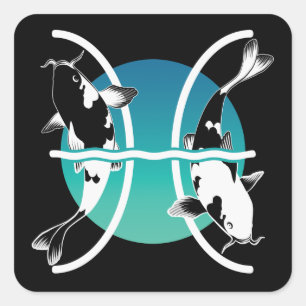 Pegatina Cuadrada Símbolo de Pisces - Rótulo Zodiaco Astrológico
