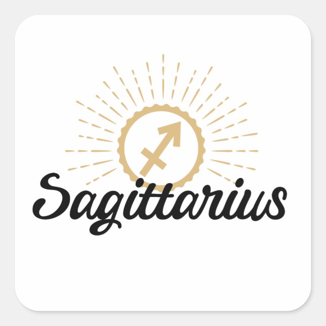 Pegatina Cuadrada Símbolo de Sagittarius Starburst (Anverso)