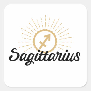 Pegatina Cuadrada Símbolo de Sagittarius Starburst