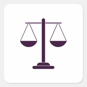 Pegatina Cuadrada Símbolo de servicios jurídicos Escalas de Justicia