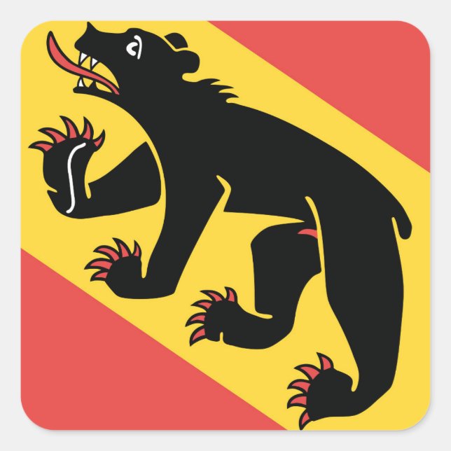 Pegatina Cuadrada Símbolo de Suiza del cantón de Berna (Anverso)