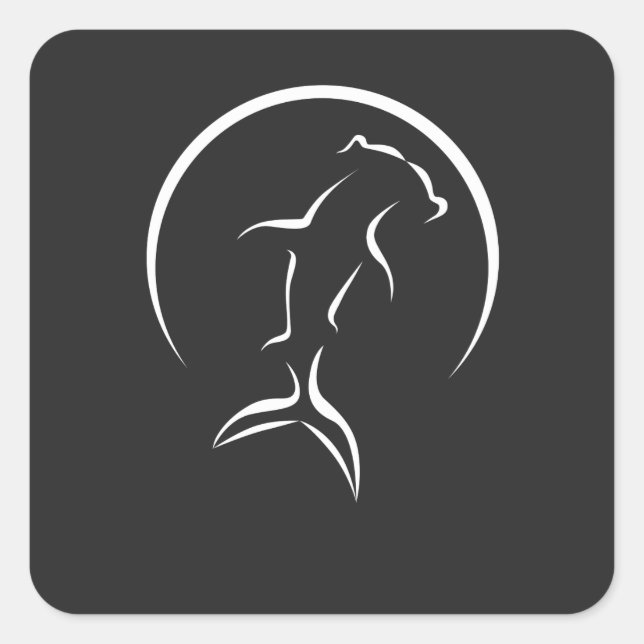 Pegatina Cuadrada Símbolo de tiburón martillo (Anverso)