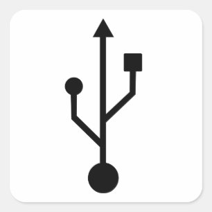 Pegatina Cuadrada Símbolo de USB