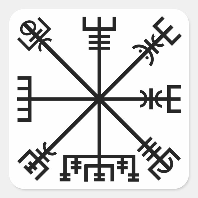 Pegatina Cuadrada Símbolo de viking de vegvisir (Anverso)