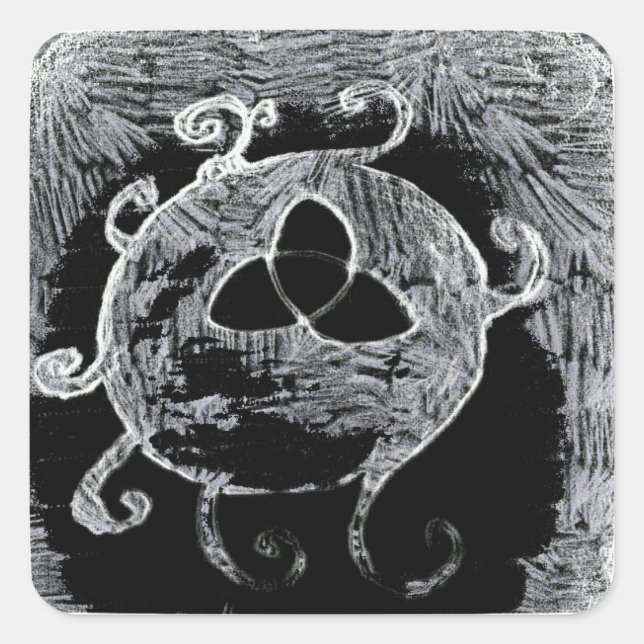 Pegatina Cuadrada símbolo de wiccan para las brujas (Anverso)