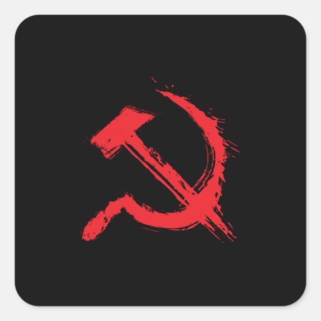 Pegatina Cuadrada Símbolo del comunismo soviético (Anverso)