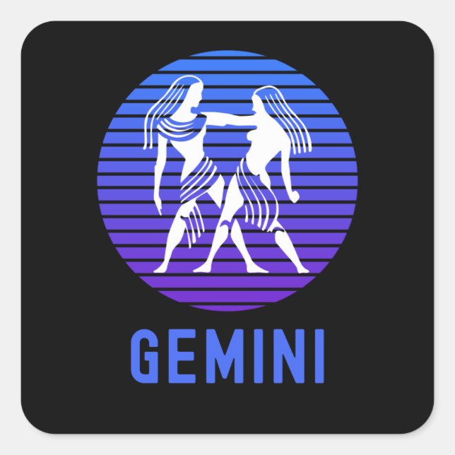 Pegatina Cuadrada Símbolo del Rótulo zodiaco de Gemini (Anverso)