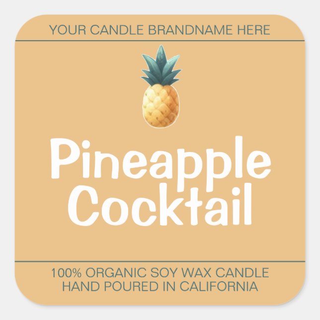 Pegatina Cuadrada Símbolo dulce de piña con manga de soja (Anverso)