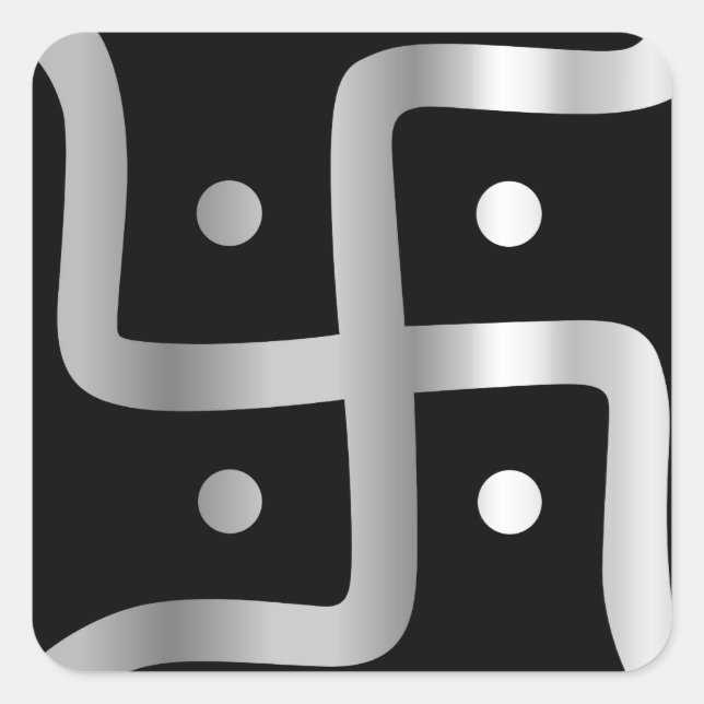 Pegatina Cuadrada Símbolo esvástico de la religión jainismo (Anverso)