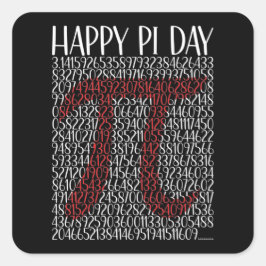 Pegatina Cuadrada Símbolo feliz Pi Day 3.14