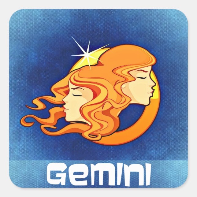 Pegatina Cuadrada Símbolo gemini de astrología zodiaca (Anverso)