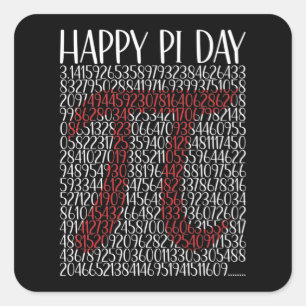 Pegatina Cuadrada Símbolo Happy Pi Day Pi 3.14