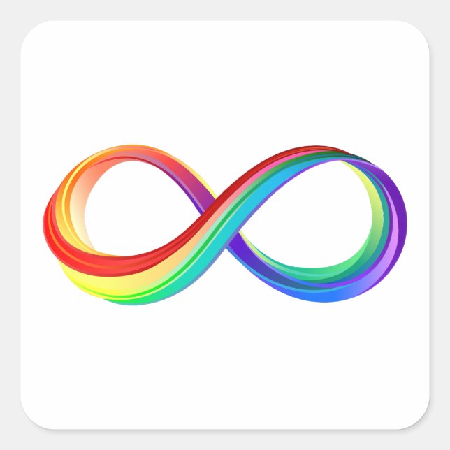 Pegatina Cuadrada Símbolo infinito arcoiris en capas (Anverso)