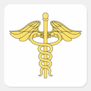 Pegatina Cuadrada Símbolo médico de Caduceus