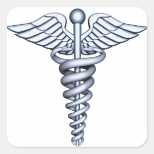 Pegatina Cuadrada Símbolo médico plateado