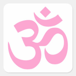 Pegatina Cuadrada Símbolo Om rosa