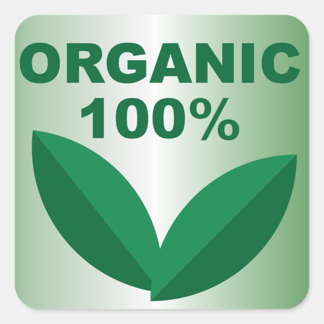 Pegatina Cuadrada Símbolo orgánico | Rótulo orgánico | Alimentos eco (Anverso)