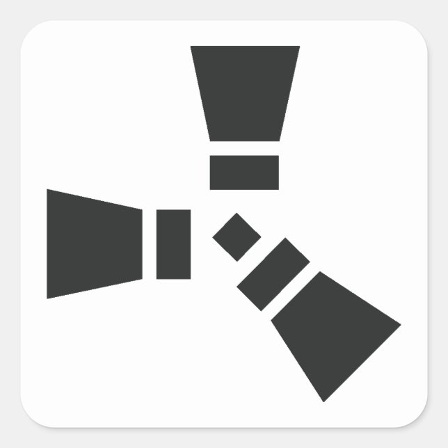 Pegatina Cuadrada Símbolo RUST negro sobre blanco (Anverso)