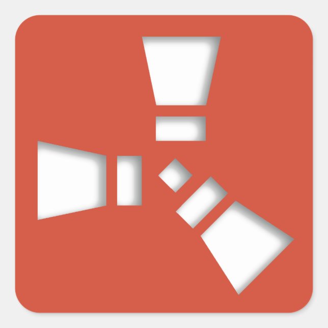 Pegatina Cuadrada Símbolo RUST rojo sobre sombra clara (Anverso)