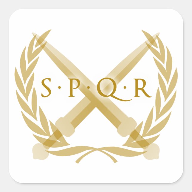 Pegatina Cuadrada Símbolo SPQR (Anverso)
