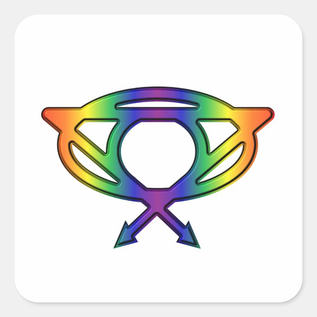 Pegatina Cuadrada Símbolo superhéroe LGBTQ SUPERQUEEERO (Anverso)