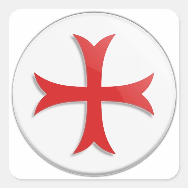 Pegatina Cuadrada Símbolo templario de Knight (Anverso)
