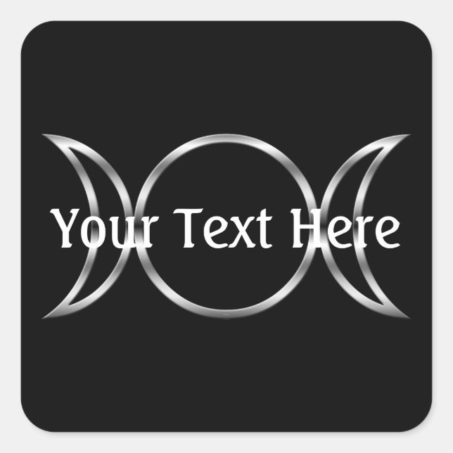 Pegatina Cuadrada Símbolo triple pagano de la diosa de Falln (Anverso)