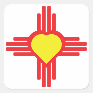 Pegatina Cuadrada símbolo zia con corazón