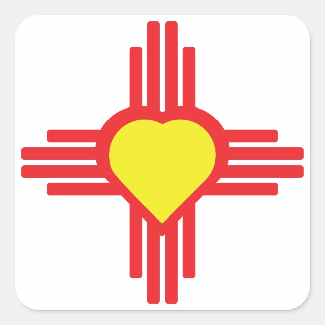 Pegatina Cuadrada símbolo zia con corazón (Anverso)