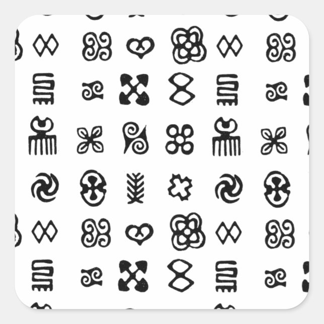 Pegatina Cuadrada Símbolos africanos de Adinkra (Anverso)