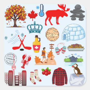 Pegatina Cuadrada Símbolos de Canadá