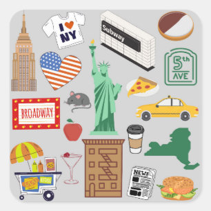 Pegatina Cuadrada Símbolos de la ciudad de Nueva York