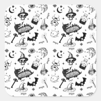 Pegatina Cuadrada Símbolos mágicos
