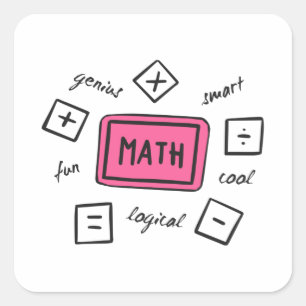 Pegatina Cuadrada Símbolos matemáticos Estudiantes y padres