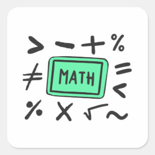 Pegatina Cuadrada Símbolos matemáticos para estudiantes y padres