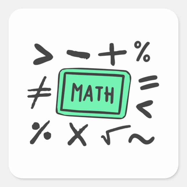 Pegatina Cuadrada Símbolos matemáticos para estudiantes y padres (Anverso)