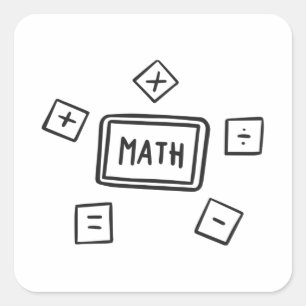 Pegatina Cuadrada Símbolos matemáticos para niños