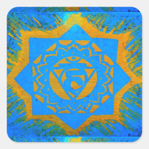 Pegatina Cuadrada símbolos tangibles de oro azul
