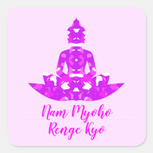Pegatina Cuadrada Simetría espiritual rosa y blanca Lotus Yoga