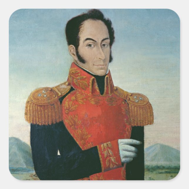 Pegatina Cuadrada Simon Bolivar (Anverso)