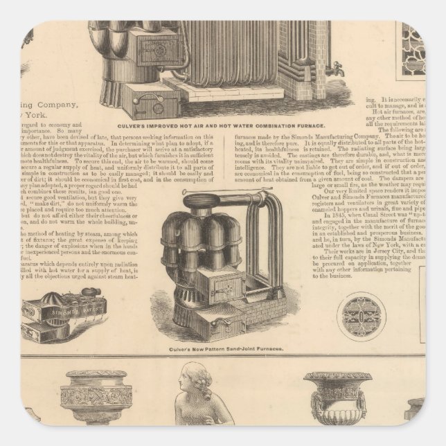 Pegatina Cuadrada Simonds Manufacturing Company Stewart (Anverso)