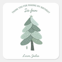 Pegatina Cuadrada Simple árbol de Navidad Cumpleaños